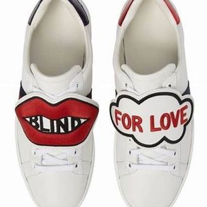 GUCCI White Leather Blind For Love Ace Sneakers